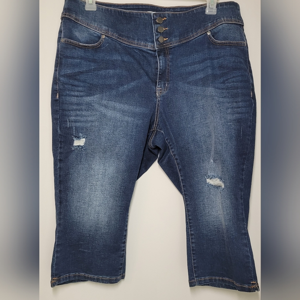 Lane Bryant Flex Waistband Cropped Jeans with Distressed Details 20 NWT